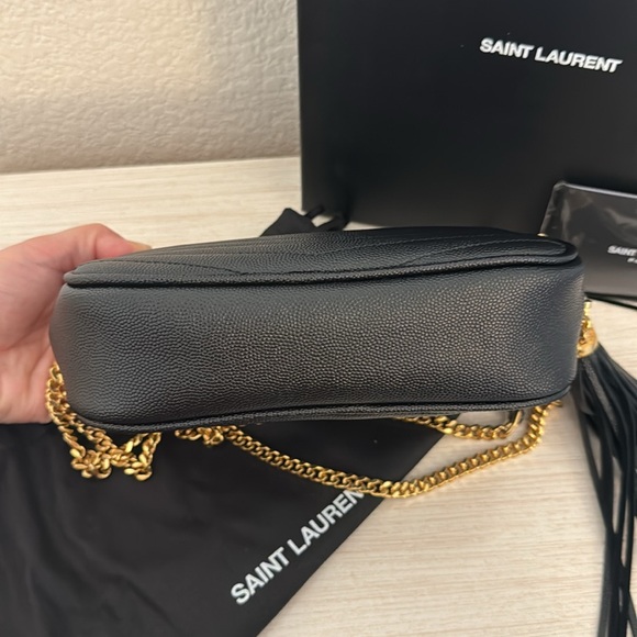 Saint Laurent Grain De Poudre Matelasse Monogram Mini Lou Camera Bag Black - Picture 8 of 16
